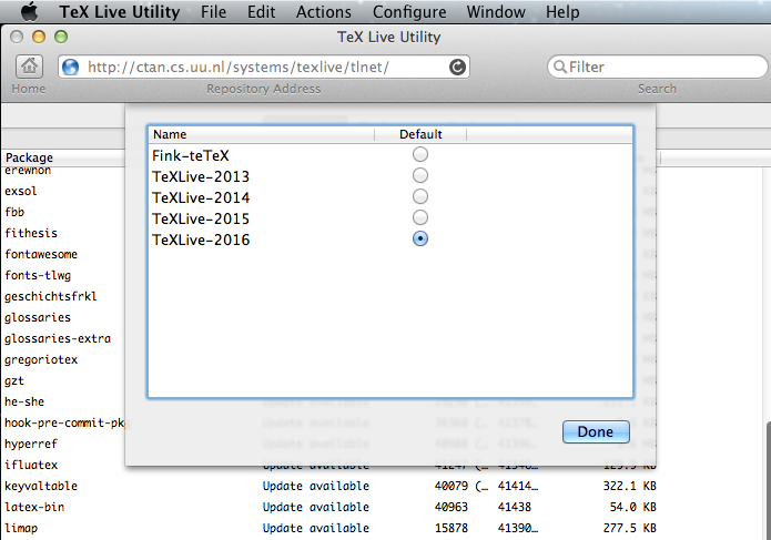 tex live utility mac packages