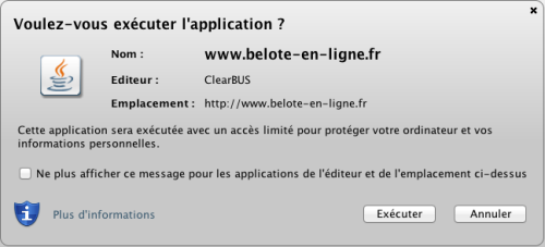 Demande d'autorisation Java dans Safari