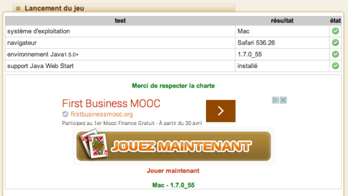 Lancement du jeu Belote En Ligne