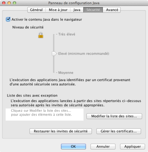 Activation du plug in Java pour les navigateurs