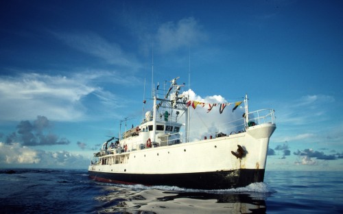 La Calypso de Cousteau, à la fin des années 80. © Cousteau Society
