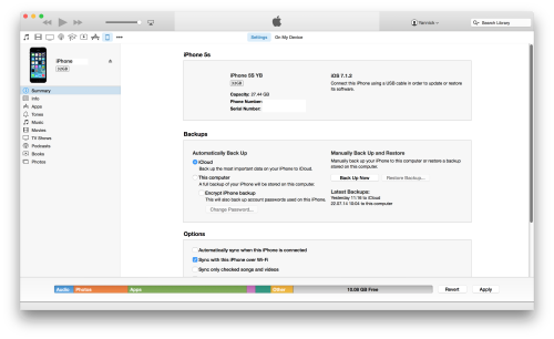 La nouvelle vue de gestion d'un iPhone. C'est plus propre et plus clair